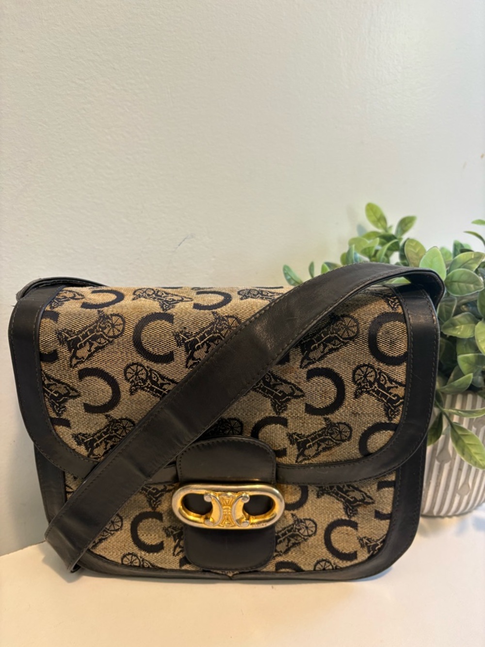 CELINE C Macadam Shoulder Bag